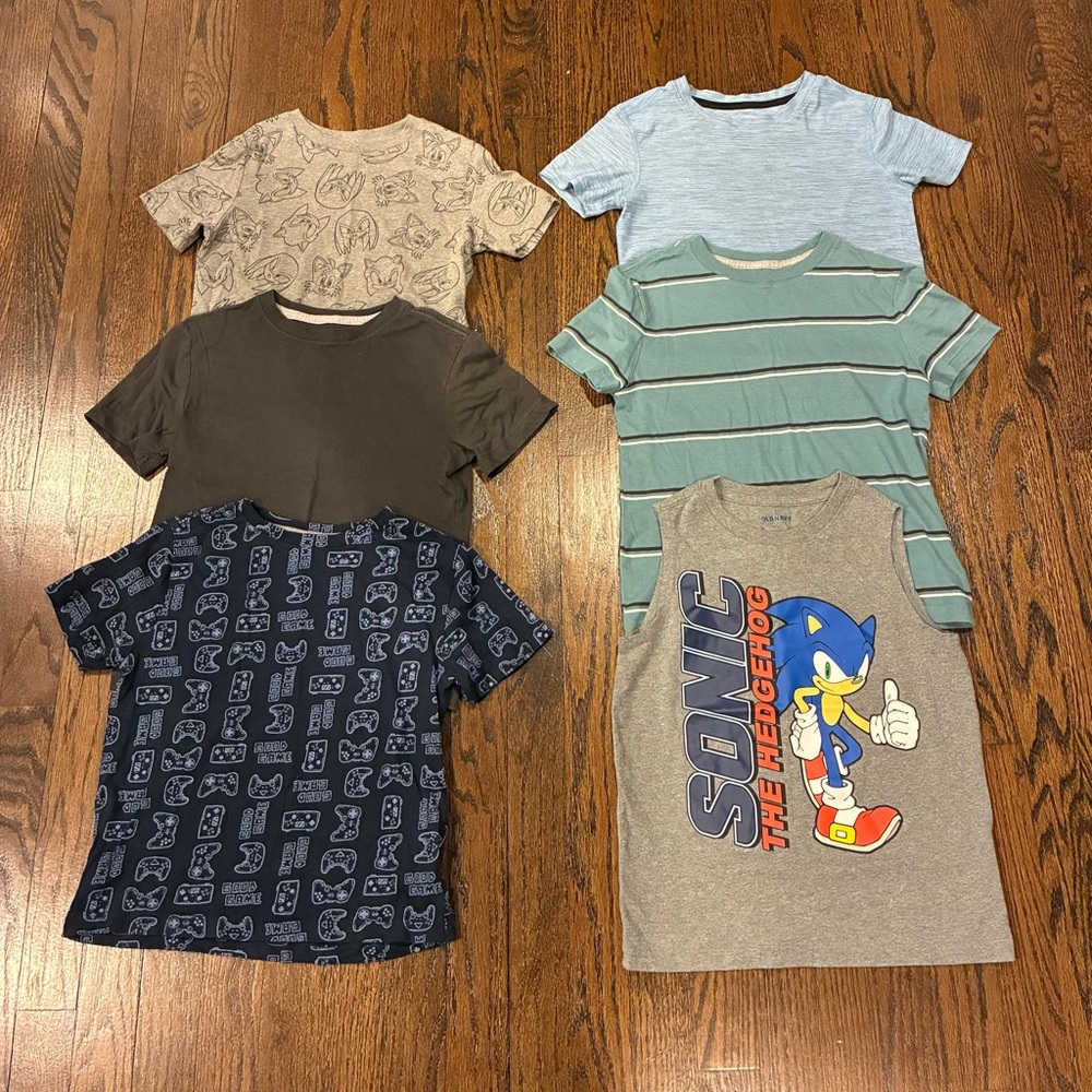 Lot of 6 Old Navy Tees Boys 6/7 Sonic Gamer Kids Graphic T-Shirt - Gray